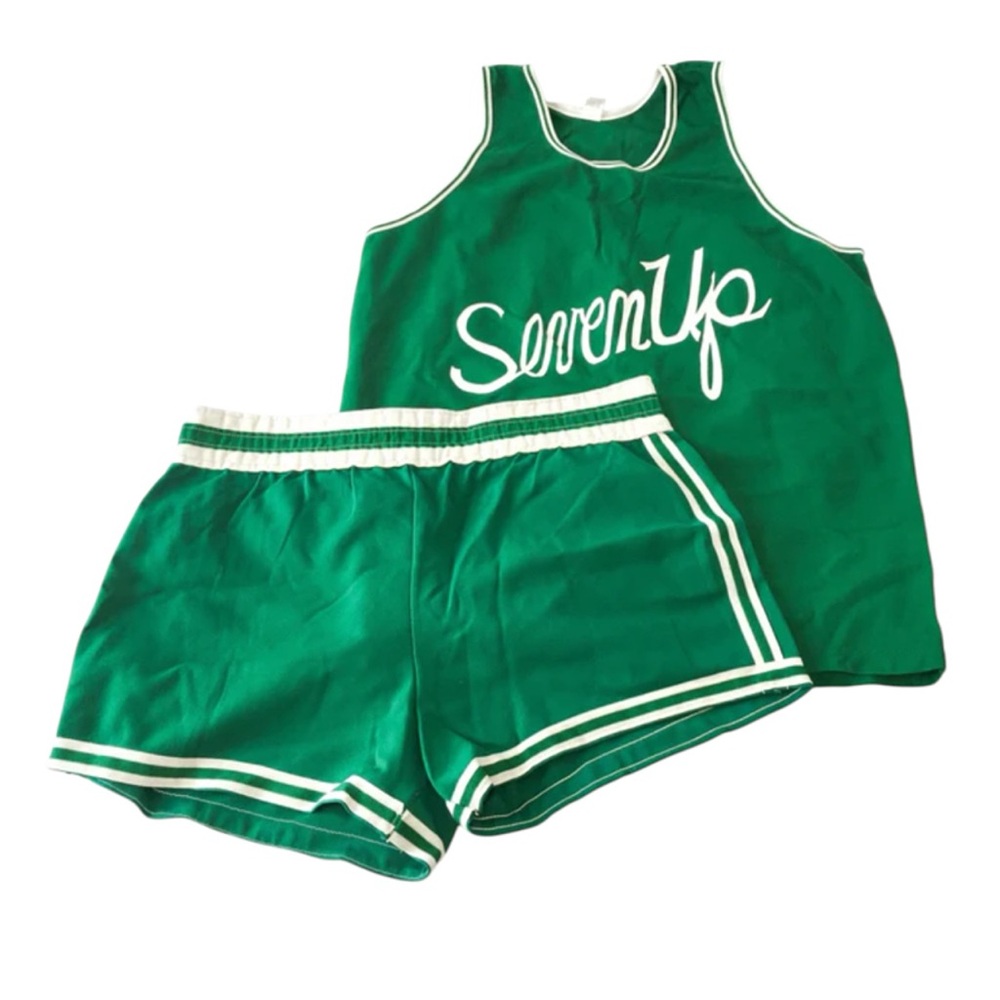 Vintage RARE 80s Seven Up Soda Jersey and Shorts Set Unisex XL Retro Jersey Set